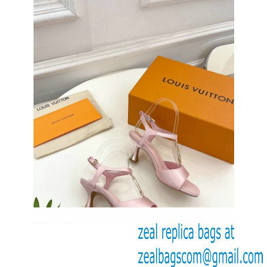 Louis Vuitton Heel 6.5cm Sparkle Sandals Satin Pink with LV Initials chain 2023