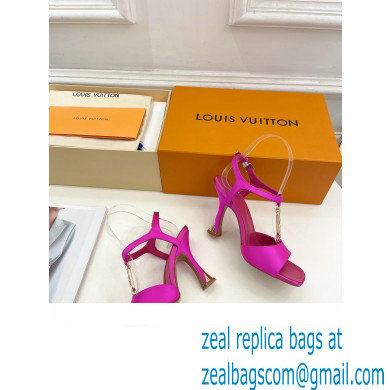 Louis Vuitton Heel 9.5cm Sparkle Sandals Satin Fuchsia with LV Initials chain 2023