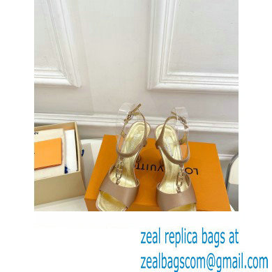 Louis Vuitton Heel 9.5cm Sparkle Sandals Satin Nude with LV Initials chain 2023