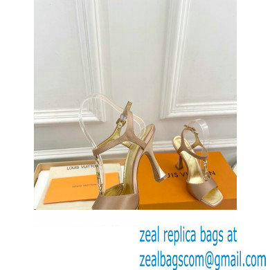 Louis Vuitton Heel 9.5cm Sparkle Sandals Satin Nude with LV Initials chain 2023