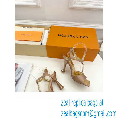 Louis Vuitton Heel 9.5cm Sparkle Sandals Satin Nude with LV Initials chain 2023
