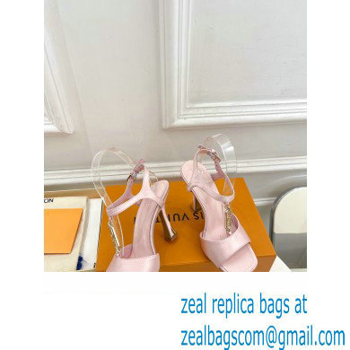 Louis Vuitton Heel 9.5cm Sparkle Sandals Satin Pink with LV Initials chain 2023