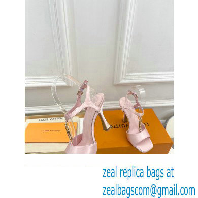 Louis Vuitton Heel 9.5cm Sparkle Sandals Satin Pink with LV Initials chain 2023 - Click Image to Close