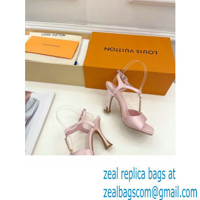 Louis Vuitton Heel 9.5cm Sparkle Sandals Satin Pink with LV Initials chain 2023