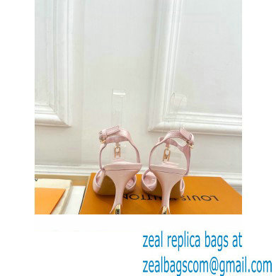 Louis Vuitton Heel 9.5cm Sparkle Sandals Satin Pink with LV Initials chain 2023