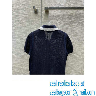 MIU MIU KNIT COTTON POLO SHIRT BLACK 2023