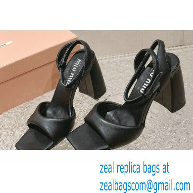 Miu Miu High Heel Leather sandals Black 2023 - Click Image to Close