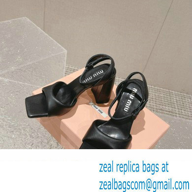 Miu Miu High Heel Leather sandals Black 2023 - Click Image to Close
