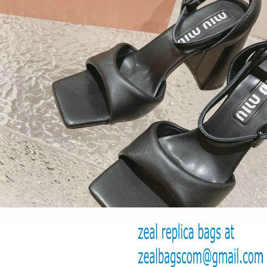 Miu Miu High Heel Leather sandals Black 2023 - Click Image to Close