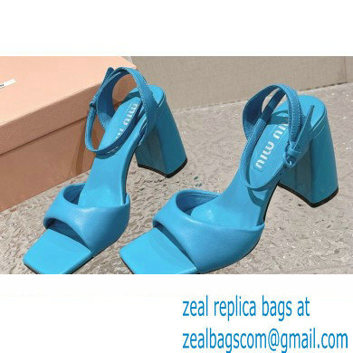 Miu Miu High Heel Leather sandals Blue 2023 - Click Image to Close