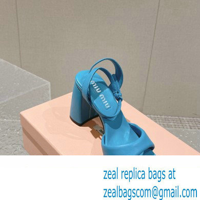 Miu Miu High Heel Leather sandals Blue 2023