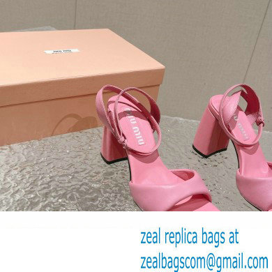 Miu Miu High Heel Leather sandals Pink 2023 - Click Image to Close