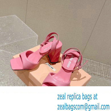 Miu Miu High Heel Leather sandals Pink 2023 - Click Image to Close