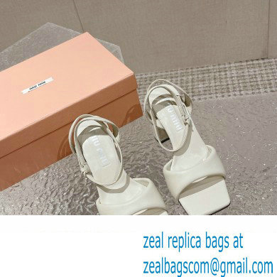 Miu Miu High Heel Leather sandals White 2023 - Click Image to Close