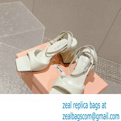 Miu Miu High Heel Leather sandals White 2023 - Click Image to Close