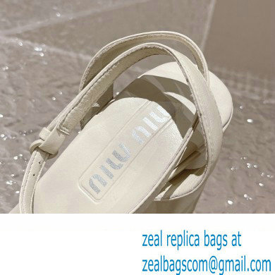 Miu Miu High Heel Leather sandals White 2023 - Click Image to Close