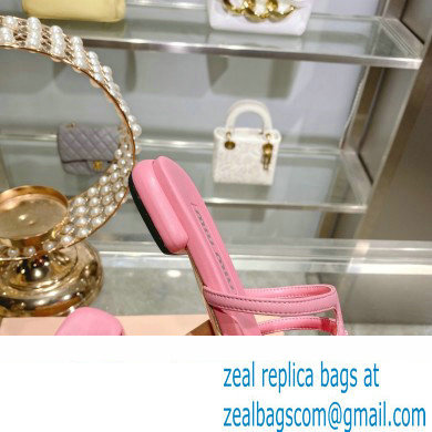 Miu Miu Leather sandals Pink with metal lettering logo 2023