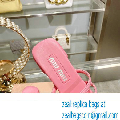 Miu Miu Leather sandals Pink with metal lettering logo 2023 - Click Image to Close