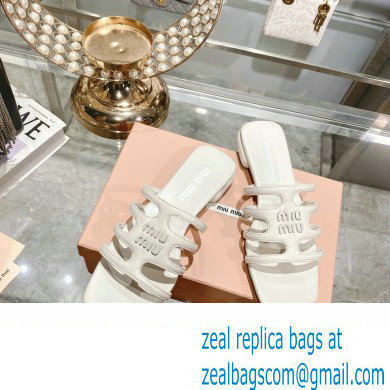 Miu Miu Leather sandals White with metal lettering logo 2023