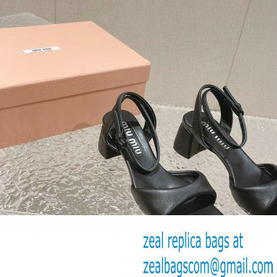 Miu Miu Low Heel Leather sandals Black 2023