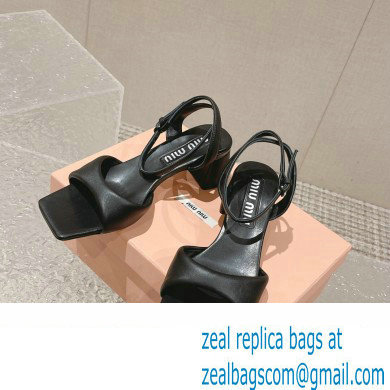 Miu Miu Low Heel Leather sandals Black 2023