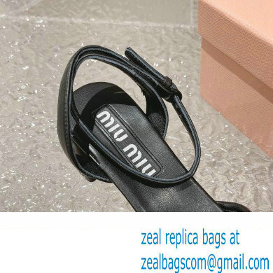 Miu Miu Low Heel Leather sandals Black 2023