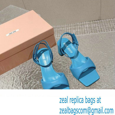 Miu Miu Low Heel Leather sandals Blue 2023 - Click Image to Close