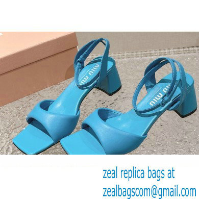 Miu Miu Low Heel Leather sandals Blue 2023