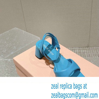 Miu Miu Low Heel Leather sandals Blue 2023