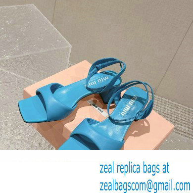 Miu Miu Low Heel Leather sandals Blue 2023