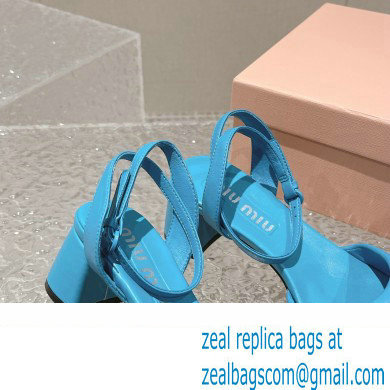 Miu Miu Low Heel Leather sandals Blue 2023 - Click Image to Close