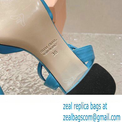 Miu Miu Low Heel Leather sandals Blue 2023 - Click Image to Close