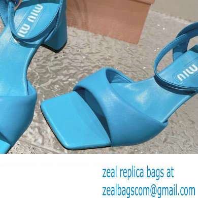 Miu Miu Low Heel Leather sandals Blue 2023