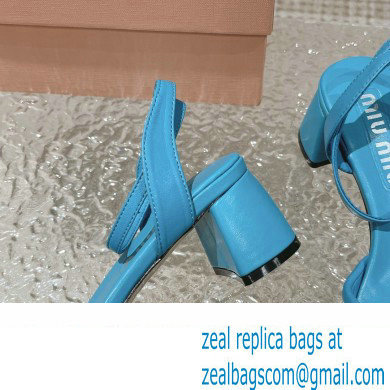 Miu Miu Low Heel Leather sandals Blue 2023