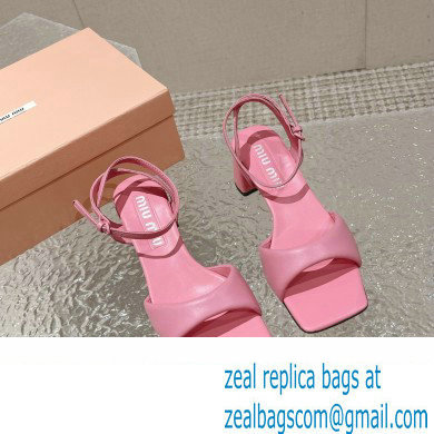 Miu Miu Low Heel Leather sandals Pink 2023 - Click Image to Close