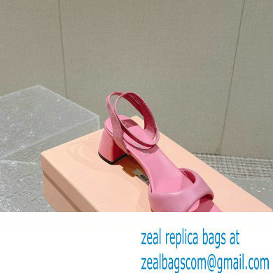 Miu Miu Low Heel Leather sandals Pink 2023 - Click Image to Close