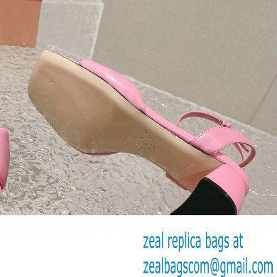 Miu Miu Low Heel Leather sandals Pink 2023 - Click Image to Close