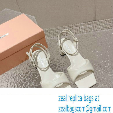 Miu Miu Low Heel Leather sandals White 2023