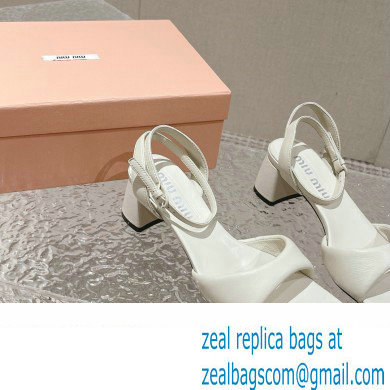 Miu Miu Low Heel Leather sandals White 2023