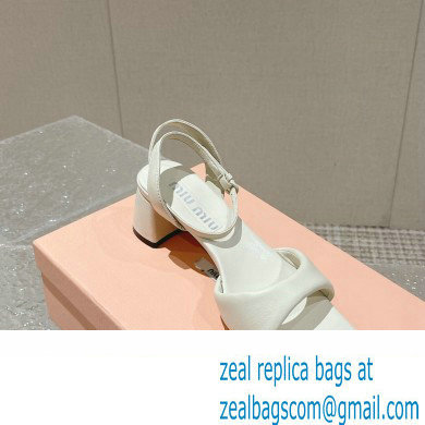 Miu Miu Low Heel Leather sandals White 2023 - Click Image to Close