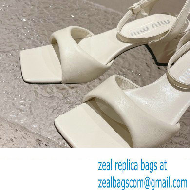 Miu Miu Low Heel Leather sandals White 2023 - Click Image to Close