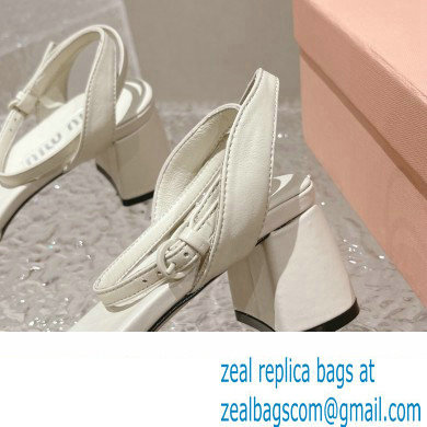 Miu Miu Low Heel Leather sandals White 2023 - Click Image to Close