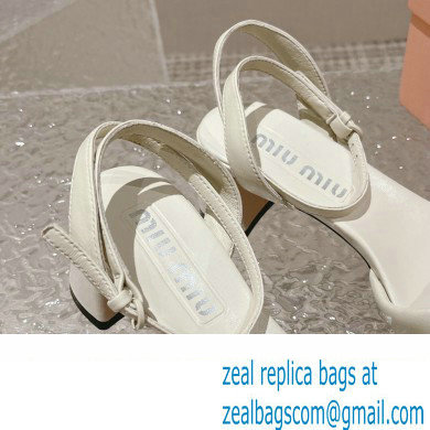 Miu Miu Low Heel Leather sandals White 2023 - Click Image to Close