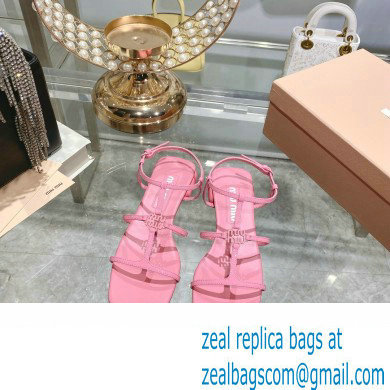 Miu Miu Patent leather sandals Pink with metal lettering logo 2023 - Click Image to Close