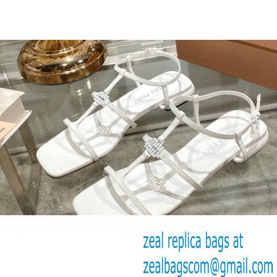 Miu Miu Patent leather sandals White with metal lettering logo 2023