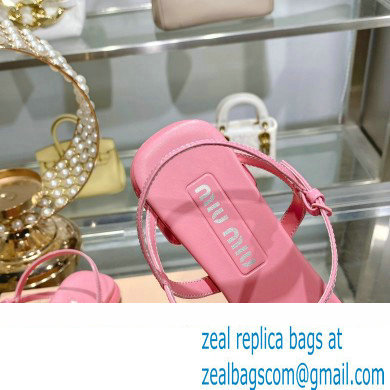 Miu Miu Patent thong sandals Pink with metal lettering logo 2023