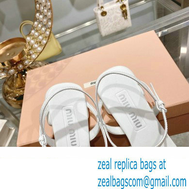 Miu Miu Patent thong sandals White with metal lettering logo 2023