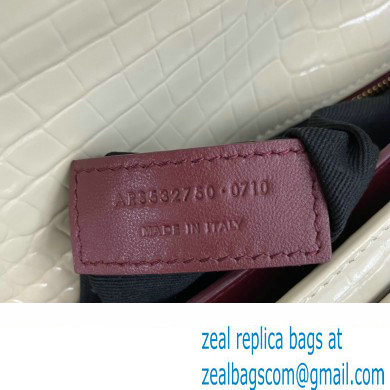 Saint Laurent cassandra medium chain bag in crocodile-embossed shiny leather 532750 White - Click Image to Close