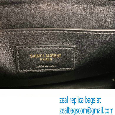 Saint Laurent cassandra medium top handle in grain de poudre embossed leather 623931 Dark Green - Click Image to Close