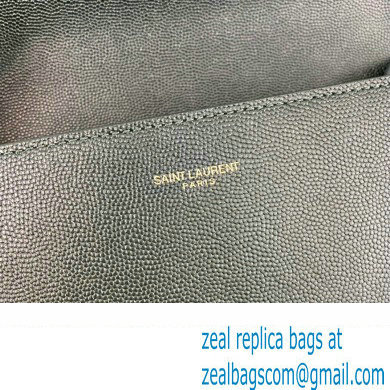 Saint Laurent cassandra medium top handle in grain de poudre embossed leather 623931 Dark Green